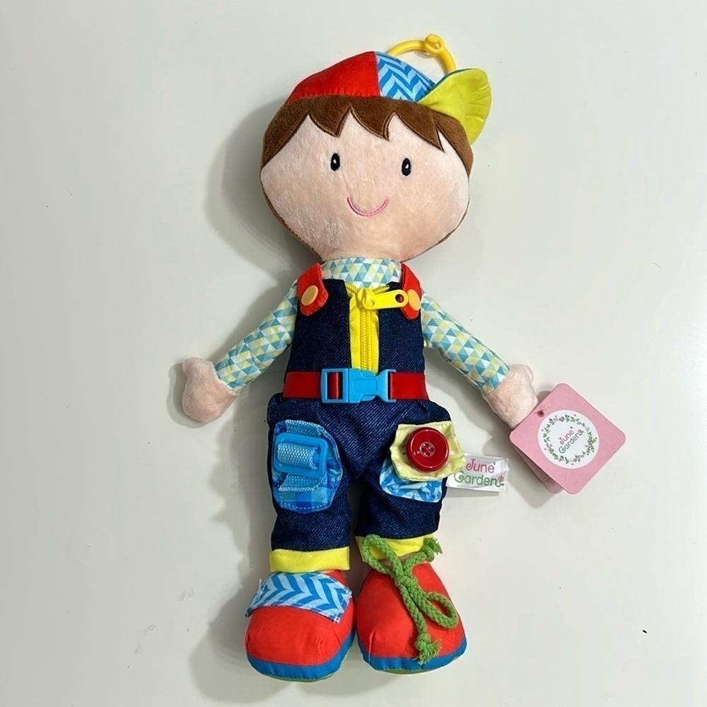June Garden Dressy Friends Lucas Plush Doll Sensory Learning Toy 15.5” Toddler